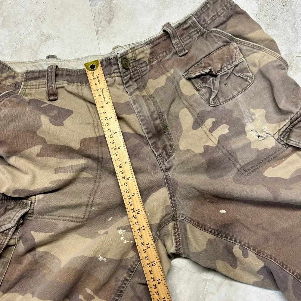 Vintage Y2K Gap Mens 38 Faded Military Surplus Camouflage Cargo Shorts Cotton